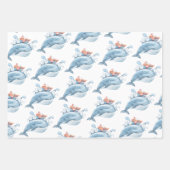 Blauwe walvis Waterverf Birthday Inpakpapier Vel (Voorkant)