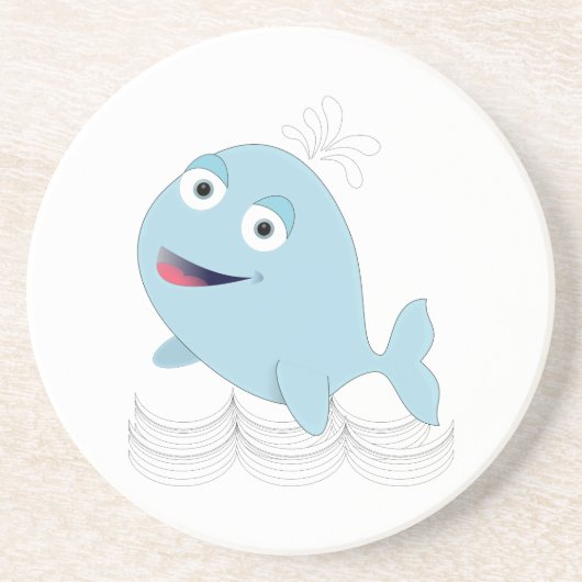 Blauwe walvis zandsteen onderzetter (Voorkant)