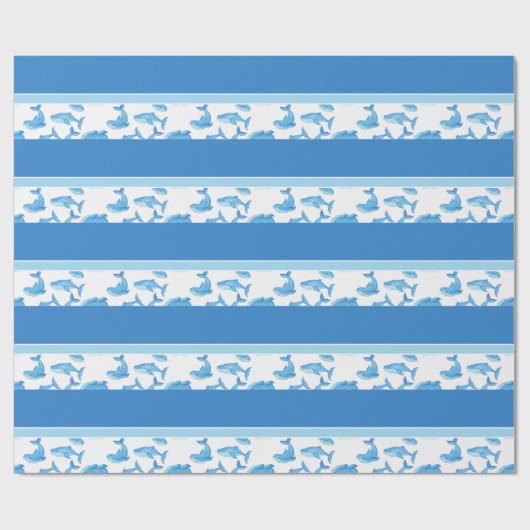 Blauwe walvis Zee Cadeaupapier (Vlak)