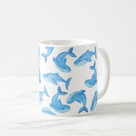Blauwe walvis Zee Cute Beach Koffiemok (Voorkant rechts)