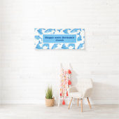 Blauwe walvis Zee Cute Birthday Spandoek (Insitu)