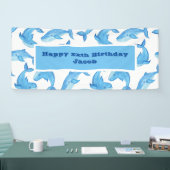 Blauwe walvis Zee Cute Birthday Spandoek (Beurs)