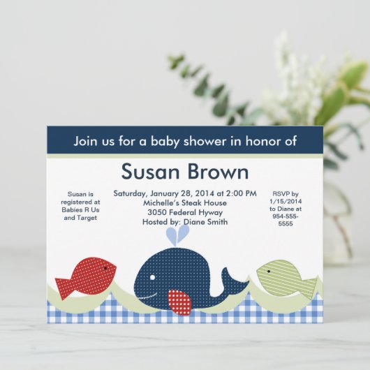 Blauwe walvis/Zee (Levensduur)/Aanbesteding van vi Kaart (Staand voorkant)