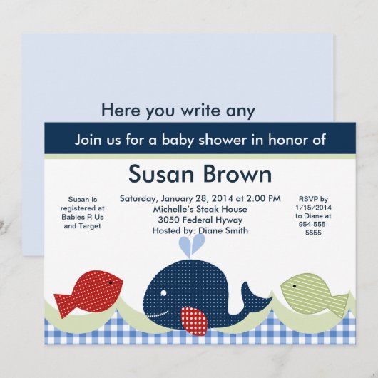 Blauwe walvis/Zee (Levensduur)/Aanbesteding van vi Kaart (Voorkant / Achterkant)