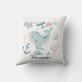 Blauwe walvis Zee Life Baby Ocean Marine Life Kussen (Achterkant)