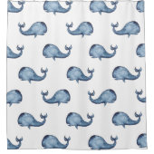 Blauwe walvis. Zee. Nautisch marine-patroon Douchegordijn (Voorkant)