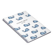 Blauwe walvis. Zee. Nautisch marine-patroon Notitieboek (Rechterzijde)