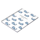 Blauwe walvis. Zee. Nautisch marine-patroon Notitieboek (Linkerzijde)