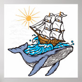 Blauwe walvis — Zeilen van schepen Poster (Voorkant)