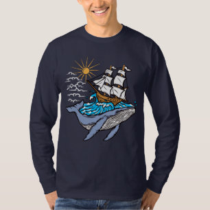 Blauwe Walvis Zeilschip Golf Nautilus Thema  T-shirt