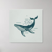 Blauwe walvis zwemmen illustratie canvas afdruk (Voorkant)