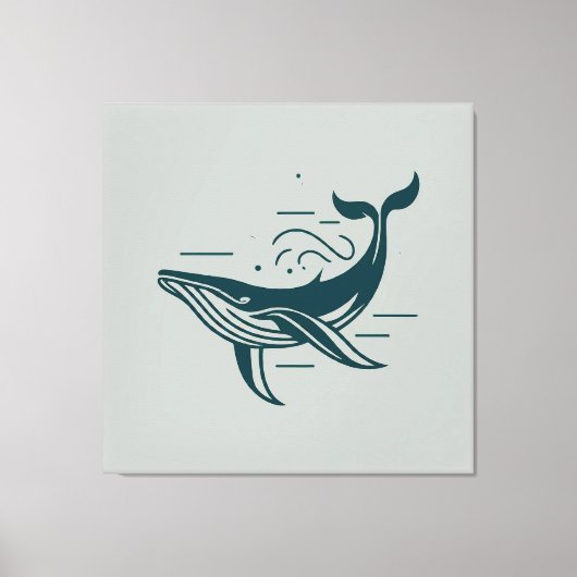 Blauwe walvis zwemmen illustratie canvas afdruk (Voorkant)