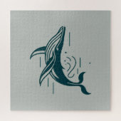 Blauwe walvis zwemmen illustratie legpuzzel (Horizontaal)