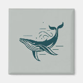Blauwe walvis zwemmen illustratie magneet (Voorkant)