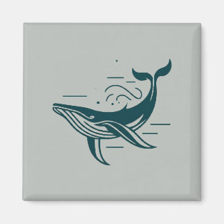 Blauwe walvis zwemmen illustratie magneet