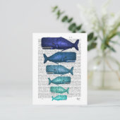 Blauwe walvisfamilie briefkaart (Staand voorkant)