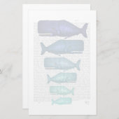 Blauwe walvisfamilie briefpapier (Voorkant / Achterkant)
