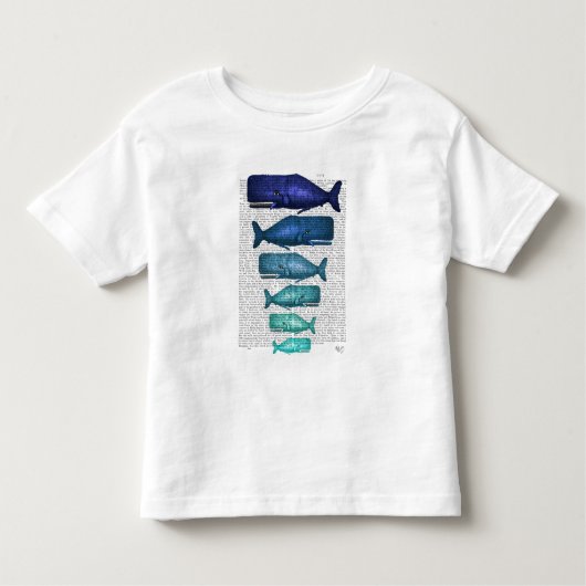 Blauwe walvisfamilie kinder shirts (Voorkant)