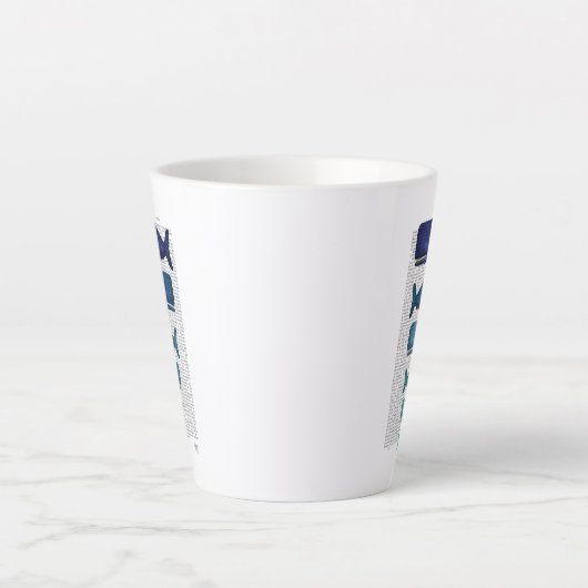Blauwe walvisfamilie latte mok (Voorkant)