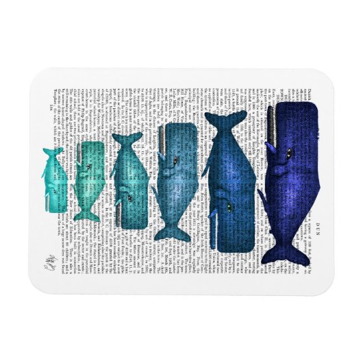 Blauwe walvisfamilie magneet (Horizontaal)