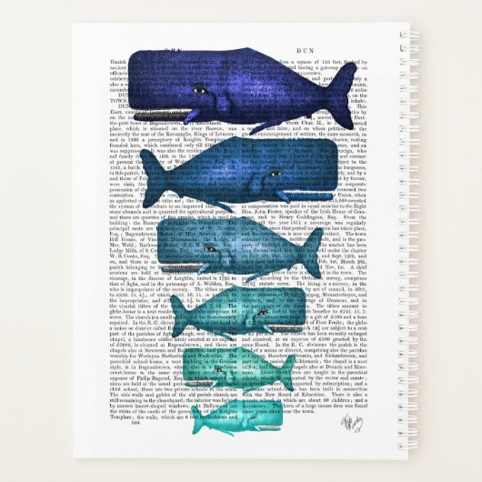 Blauwe walvisfamilie planner (Achterkant)