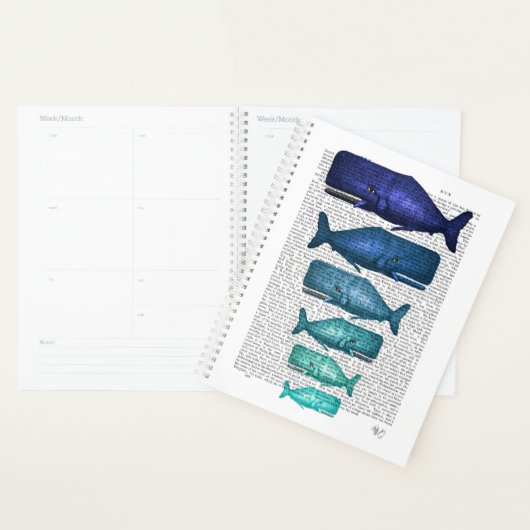 Blauwe walvisfamilie planner (Display)