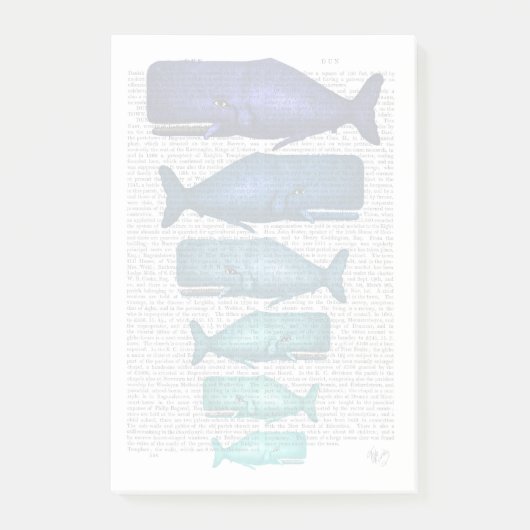 Blauwe walvisfamilie post-it® notes (Voorkant)