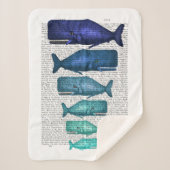 Blauwe walvisfamilie sherpa deken (Voorkant)