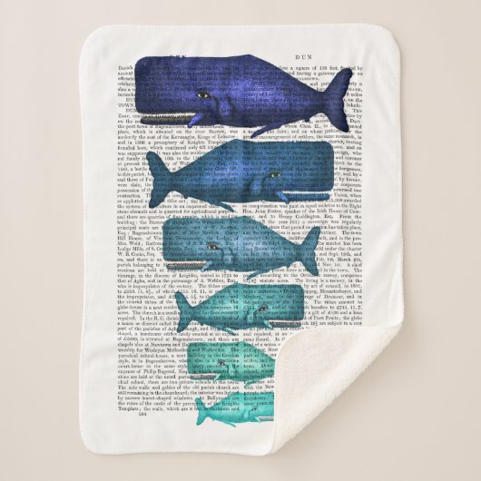 Blauwe walvisfamilie sherpa deken (Voorkant)