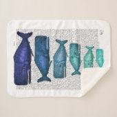 Blauwe walvisfamilie sherpa deken (Voorkant (horizontaal))