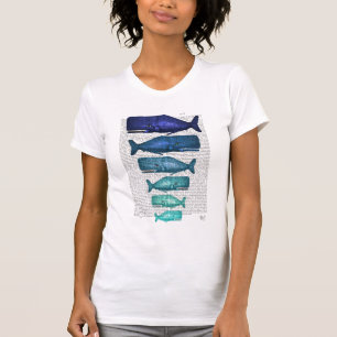 Blauwe walvisfamilie t-shirt