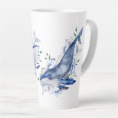 Blauwe walvissen aanpassen latte mok (Rechterhoek)