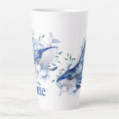 Blauwe walvissen aanpassen latte mok (Voorkant)