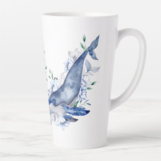 Blauwe walvissen aanpassen latte mok (Rechts)