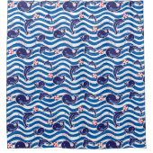 Blauwe walvissen douchegordijn (Voorkant)