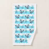 Blauwe Walvissen en Zeilboten Bad Handdoek (Handdoek)