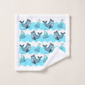 Blauwe Walvissen en Zeilboten Bad Handdoek (Wasdoekje)