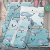 Blauwe walvissen in het Caraïbisch Blauw Zee Cadeaupapier