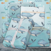 Blauwe walvissen in het Caraïbisch Blauw Zee Cadeaupapier