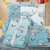 Blauwe walvissen in het Caraïbisch Blauw Zee Cadeaupapier