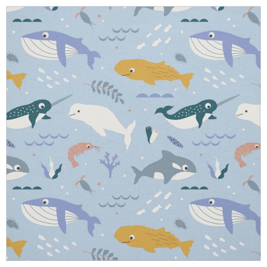Blauwe walvissen stof (Swatch)