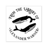 Blauwe Walvissen Strand Thema Ronde Bibliotheekboe Zelfinktende Stempel (Design)