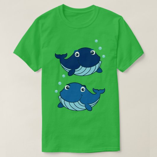 Blauwe walvissen t-shirt (Design voorkant)