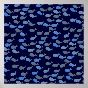 blauwe walvissen voor muren poster
