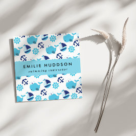 Blauwe walvissen, zweminstructeur, zwemcoach vierkante visitekaartje