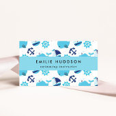 Blauwe walvissen, zweminstructeur, zwemcoach visitekaartje