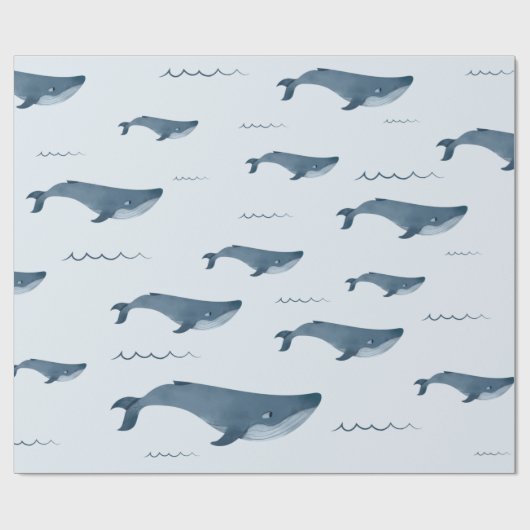 Blauwe walvissen zwemmen in de oceaan cadeaupapier (Vlak)