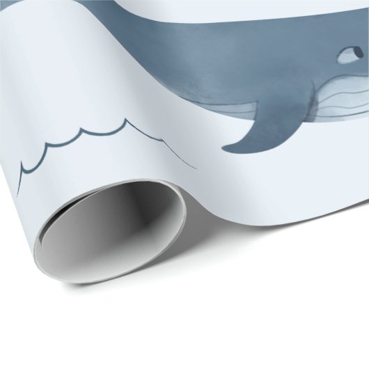 Blauwe walvissen zwemmen in de oceaan cadeaupapier (Rol Hoek)