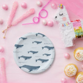 Blauwe walvissen zwemmen in de oceaan papieren bordje (Feest)