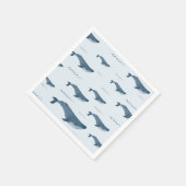 Blauwe walvissen zwemmen in de oceaan servet (Hoek)